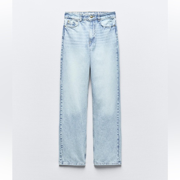 ZARA Z1975 HIGH WAIST LONG LENGTH REGULAR LEG JEANS - Picture 1 of 5